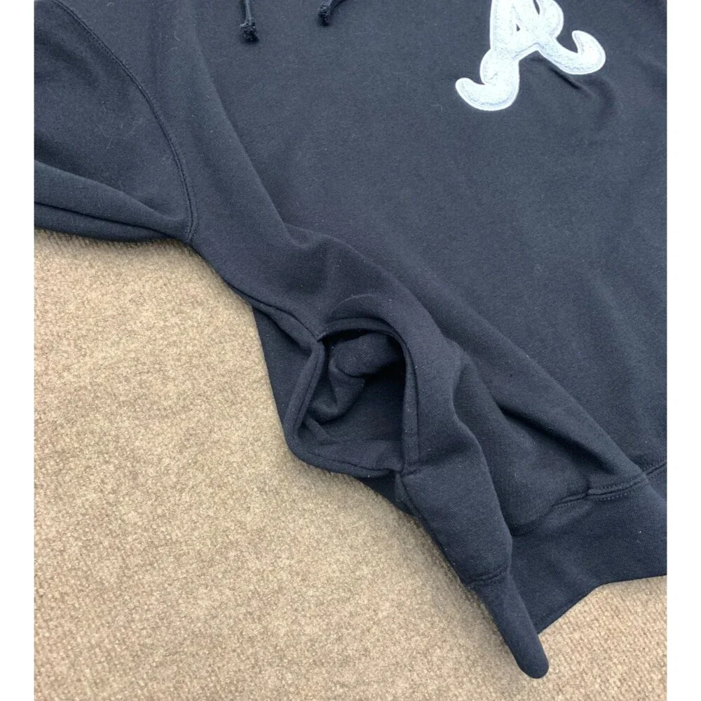 Atlanta Braves Stitches Hoodie Mens M Chenile Spellout Embroidered MLB Pullover - Picture 6 of 9